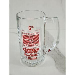 Office Depot Mug Beer Glass Corporate Cup Run Walk Picnic 1994 USA 5 1/2" Vtg